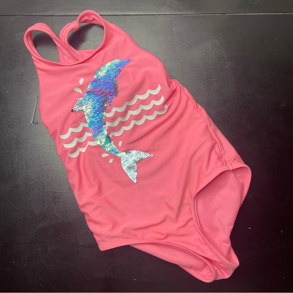 Gap Kids Pink Sequin Dolphin Kids Swimsuit